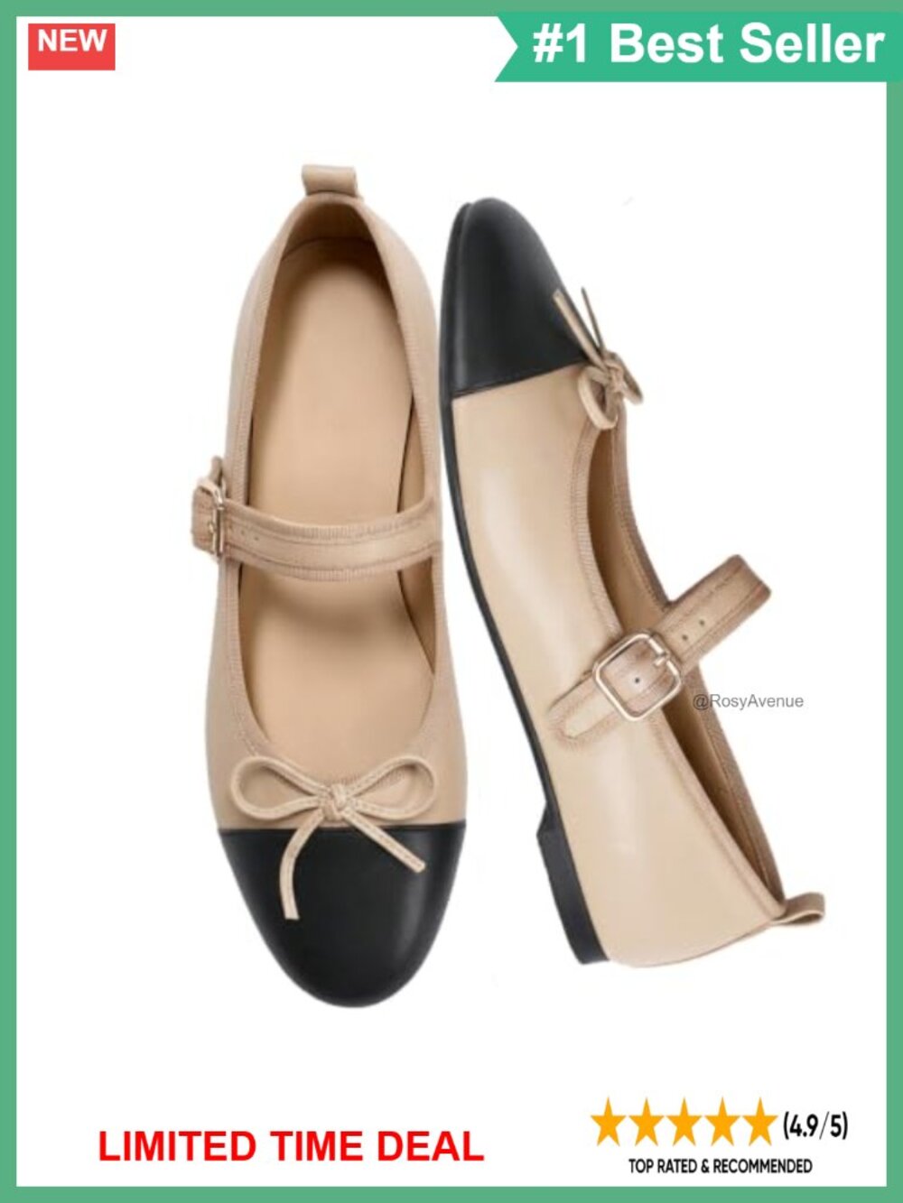 Faux Leather Ballet Flats Cap Toe Buckle Mary Jane Women's Shoes